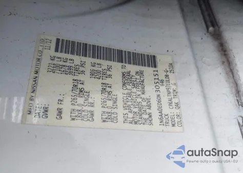 2013 Nissan Titan Sv из США, поврежденный, VIN 1N6AA0ED6DN305151